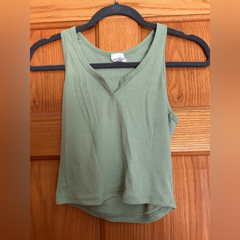 Green Ribbed Tank Top
